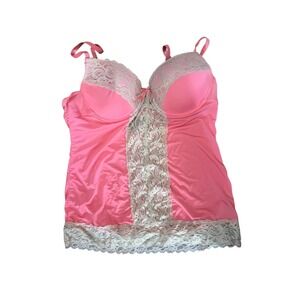 Nature Intimates Pink Lace Trim Underwire Camisole Bustier Top 34C M